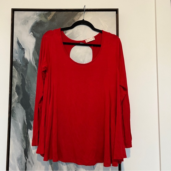 Altar’d State long sleeve red open back soft oversized top S - Picture 1 of 5